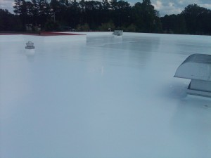 Large flat roof coated with SIlicone